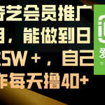 爱奇艺会员推广项目，能做到日收益5W＋，自己操作每天撸40+-梦帆创业网