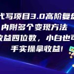 AI代写项目3.0高阶复盘玩法，单日收益四位数，小白也可上手实…-梦帆创业网