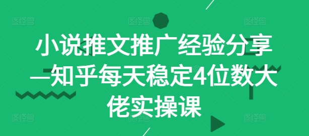 小说推文推广经验分享—知乎每天稳定4位数大佬实操课-梦帆创业网