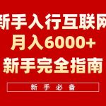 （10058期）互联网新手月入6000+完全指南 十年创业老兵用心之作，帮助小白快速入门-梦帆创业网