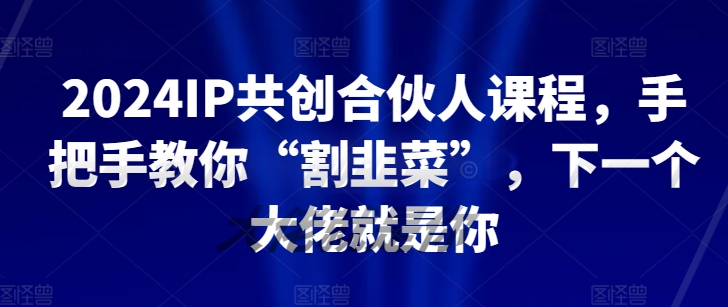 2024IP共创合伙人课程，手把手教你“割韭菜”，下一个大佬就是你-梦帆创业网