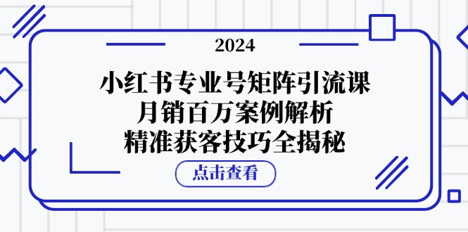 （12943期）小红书专业号矩阵引流课，月销百万案例解析，精准获客技巧全揭秘-梦帆创业网