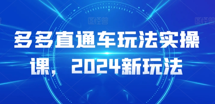 多多直通车玩法实操课，2024新玩法-梦帆创业网