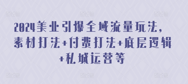 2024美业引爆全域流量玩法，素材打法 付费打法 底层逻辑 私城运营等-梦帆创业网