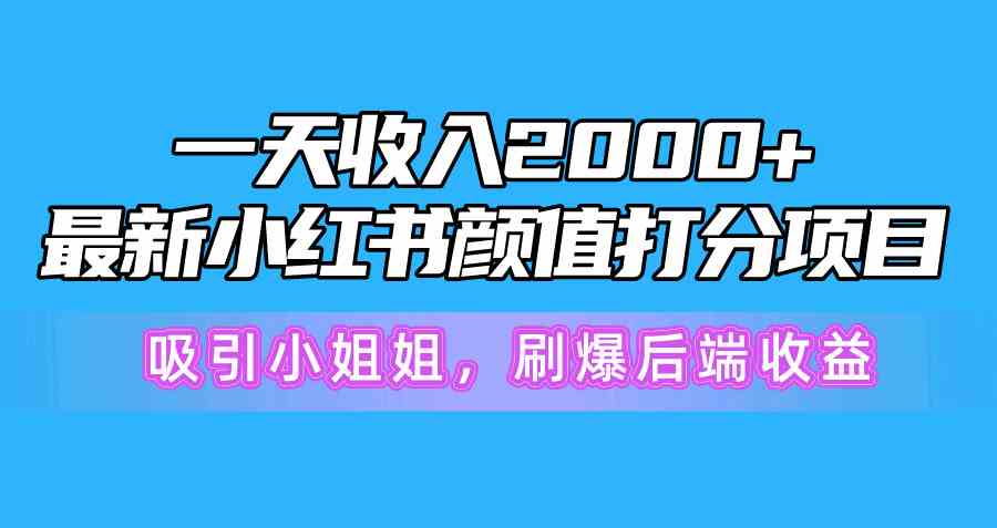 （10187期）一天收入2000+，最新小红书颜值打分项目，吸引小姐姐，刷爆后端收益-梦帆创业网