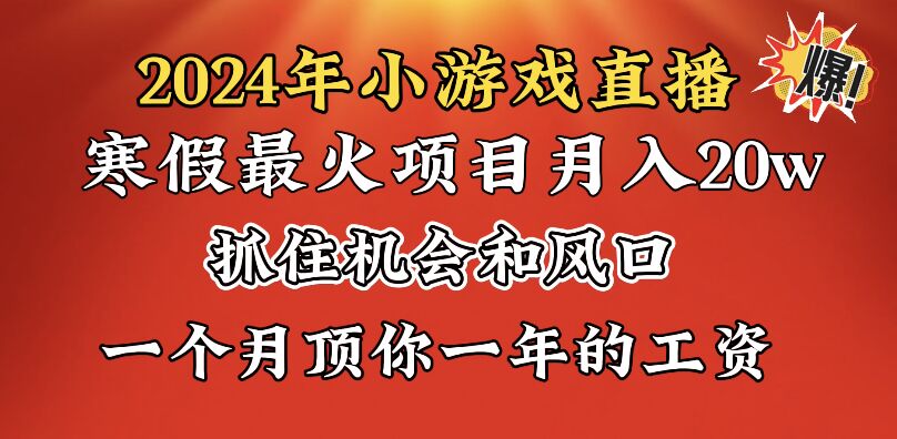 2024年寒假爆火项目，小游戏直播月入20w+，学会了之后你将翻身-梦帆创业网