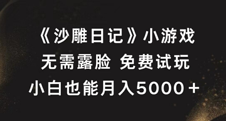 《沙雕日记》小游戏，无需露脸免费试玩，小白也能月入5000+【揭秘】-梦帆创业网
