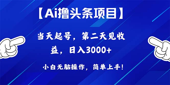 （10334期）Ai撸头条，当天起号，第二天见收益，日入3000+-梦帆创业网