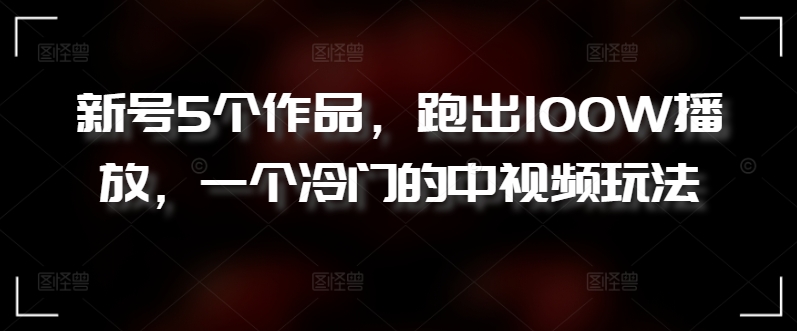 新号5个作品，跑出100W播放，一个冷门的中视频玩法-梦帆创业网
