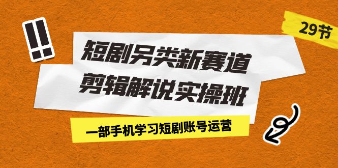短剧另类新赛道剪辑解说实操班：一部手机学习短剧账号运营（29节 价值500）-梦帆创业网