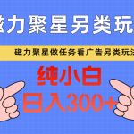 磁力聚星做任务看广告撸马扁，不靠流量另类玩法日入300+-梦帆创业网