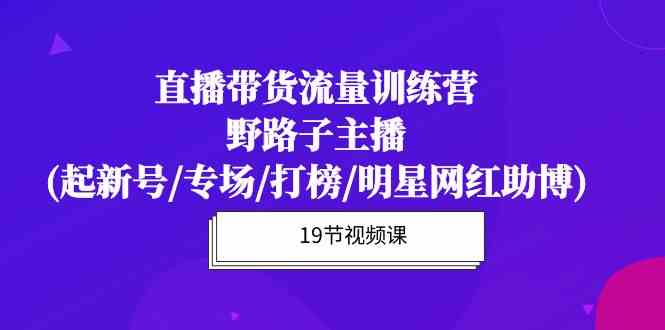 直播带货流量特训营，野路子主播(起新号/专场/打榜/明星网红助博)-梦帆创业网