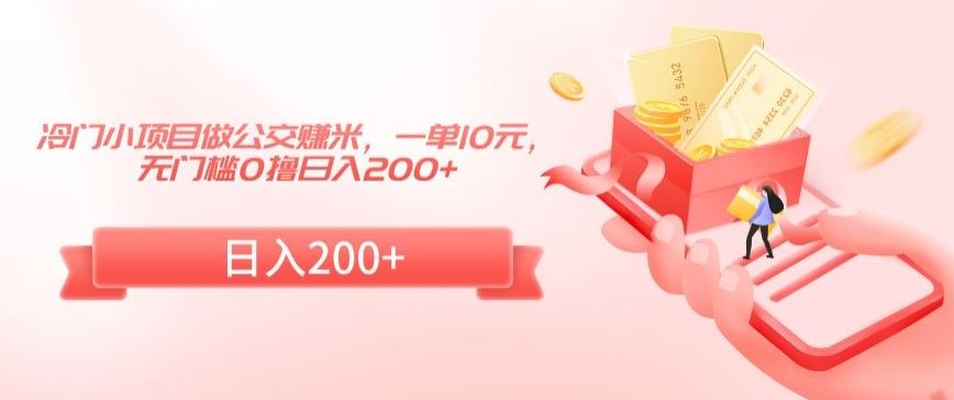 冷门小项目做公交赚米，一单10元，无门槛0撸日入200+【揭秘】-梦帆创业网