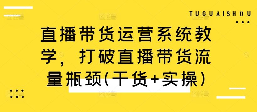 直播带货运营系统教学，打破直播带货流量瓶颈(干货+实操)-梦帆创业网