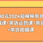 价值4980元2024短视频带货教程，带贷剪辑课+带货运营课+带货直播课+带货拍摄课-梦帆创业网