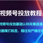 视频号投放教程-视频号投放基础认知完善疏通，快速建模打标签，稳住投产稳住账号-梦帆创业网