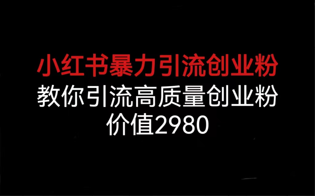 小红书暴力引流创业粉，教你引流高质量创业粉，价值2980-梦帆创业网