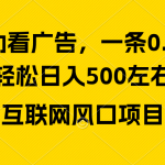 （10306期）广告收益风口，轻松日入500+，新手小白秒上手，互联网风口项目-梦帆创业网
