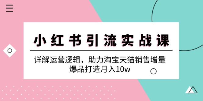 （12809期）小红书引流实战课：详解运营逻辑，助力淘宝天猫销售增量，爆品打造月入10w-梦帆创业网