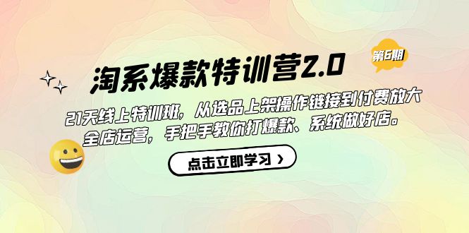 淘系爆款特训营2.0【第六期】从选品上架到付费放大 全店运营 打爆款 做好店-梦帆创业网