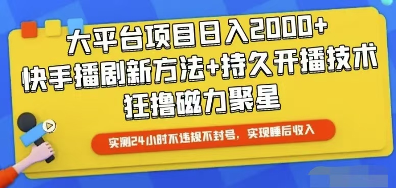 （10694期）快手24小时无人直播，真正实现睡后收益-梦帆创业网