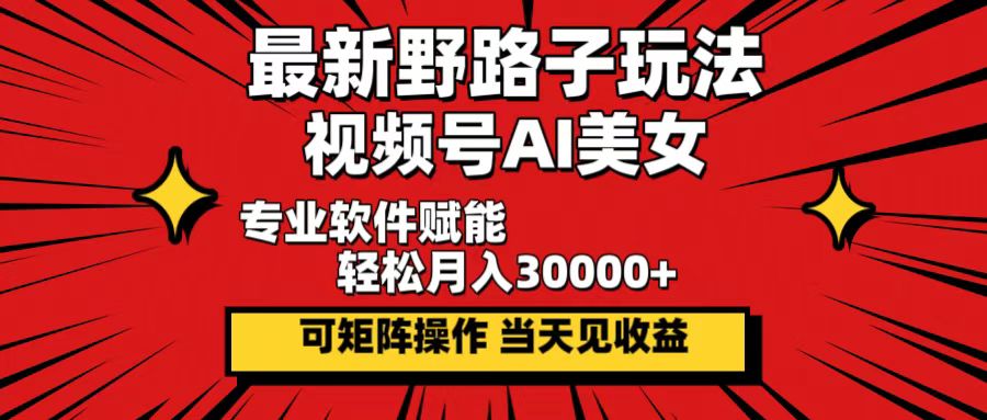（12798期）最新野路子玩法，视频号AI美女，当天见收益，轻松月入30000＋-梦帆创业网