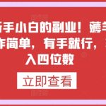 最适合新手小白的副业!薅羊毛+躺赚,操作简单,有手就行,轻松日入四位数-梦帆创业网
