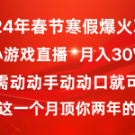 2024年春节寒假爆火项目，普通小白如何通过小游戏直播做到月入30W+-梦帆创业网
