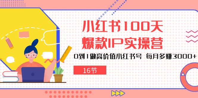 小红书100天爆款IP实操营，0到1做高价值小红书号，每月多赚3000+（16节）-梦帆创业网