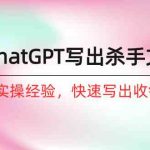 （10175期）如何用ChatGPT-写出杀手文案，6个月实战经验，快速写出收钱文案（8节课）-梦帆创业网