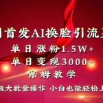 全网独创首发AI换脸引流男粉单日涨粉1.5W+变现3000+小白也能上手快速拿结果-梦帆创业网