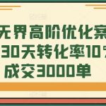 8节无界高阶优化案例课，30天转化率10%+成交3000单-梦帆创业网