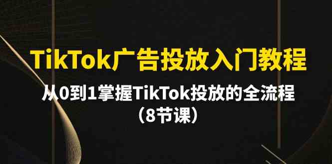 （10085期）TikTok广告投放入门教程，从0到1掌握TikTok投放的全流程（8节课）-梦帆创业网