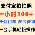 支付宝拍拍照 一小时100+ 无任何门槛 多劳多得 一台手机轻松操作-梦帆创业网