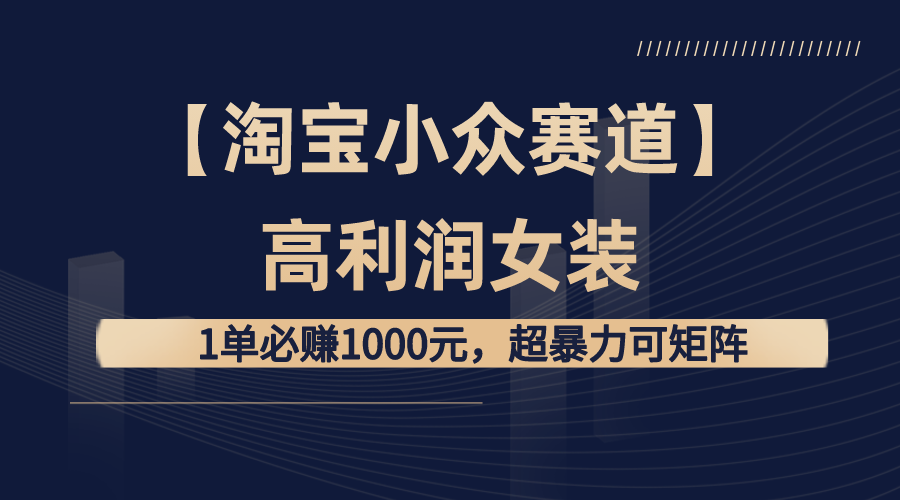 【淘宝小众赛道】高利润女装：1单必赚1000元，超暴力可矩阵-梦帆创业网