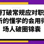 学会打破常规应对职场难题，听的懂学的会用得上职场人破圏锦囊-梦帆创业网
