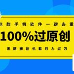 这款手机软件一键去重，100%过原创 无脑搬运也能月入过万-梦帆创业网