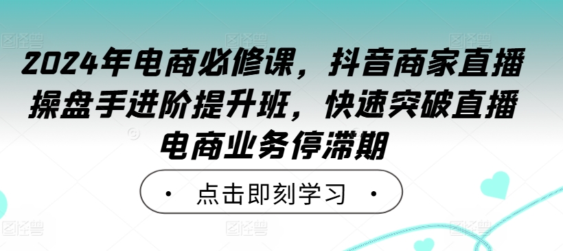 2024年电商必修课，抖音商家直播操盘手进阶提升班，快速突破直播电商业务停滞期-梦帆创业网