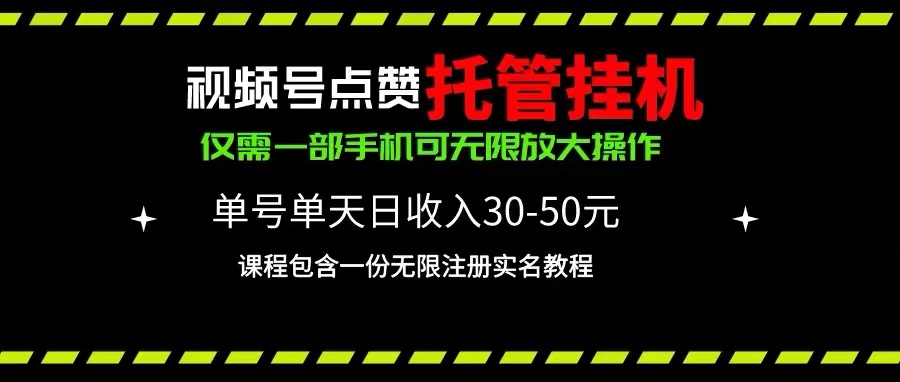 （10644期）视频号点赞托管挂机，单号单天利润30~50，一部手机无限放大（附带无限…-梦帆创业网