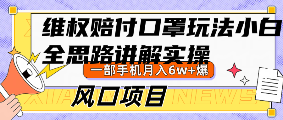 维权赔付口罩玩法，小白也能月入6w+，风口项目实操-梦帆创业网