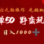 （9879期）一单50块  野蛮玩法 不需要靠播放量 简单日入1000+抖音游戏发行人野核玩法-梦帆创业网