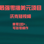 最强零撸美元项目，沃克短视频，单号100+，可多号操作-梦帆创业网