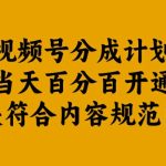 视频号分成计划当天百分百开通解决符合内容规范问题【揭秘】-梦帆创业网