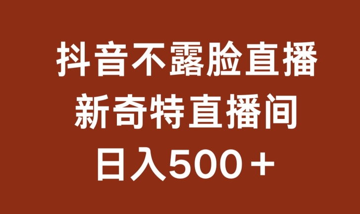 不露脸挂机直播，新奇特直播间，日入500+-梦帆创业网
