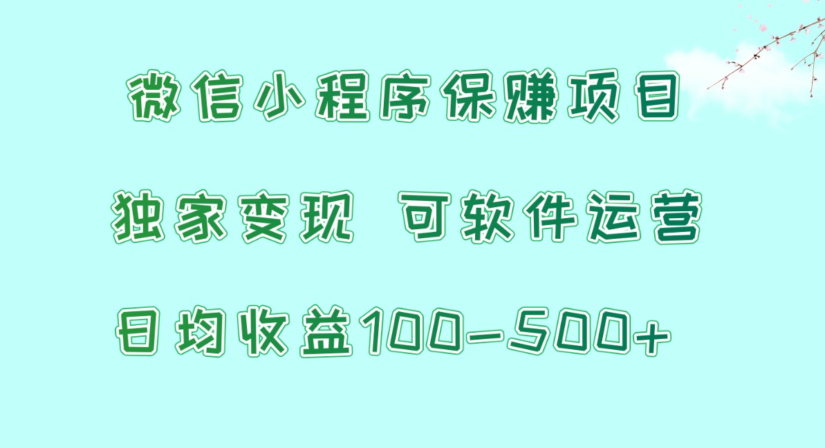微信小程序保赚项目，日均收益100~500+，独家变现，可软件运营-梦帆创业网