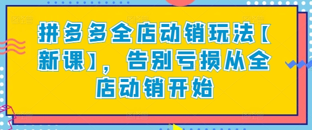 拼多多全店动销玩法【新课】，告别亏损从全店动销开始-梦帆创业网