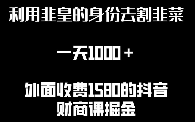 利用非皇的身份去割韭菜，一天1000+(附详细资源)-梦帆创业网