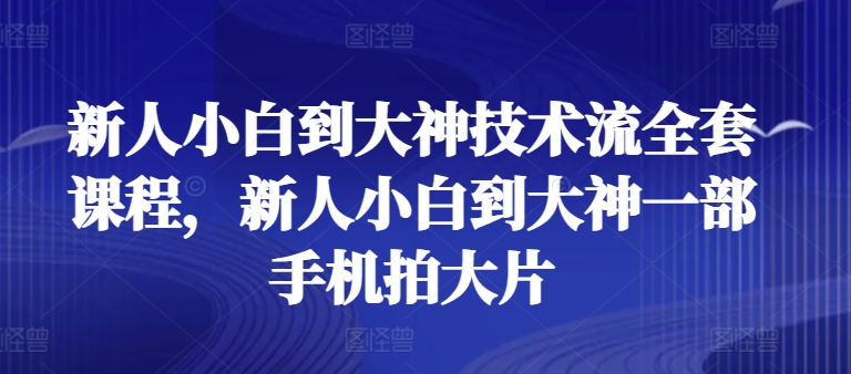 新人小白到大神技术流全套课程，新人小白到大神一部手机拍大片-梦帆创业网