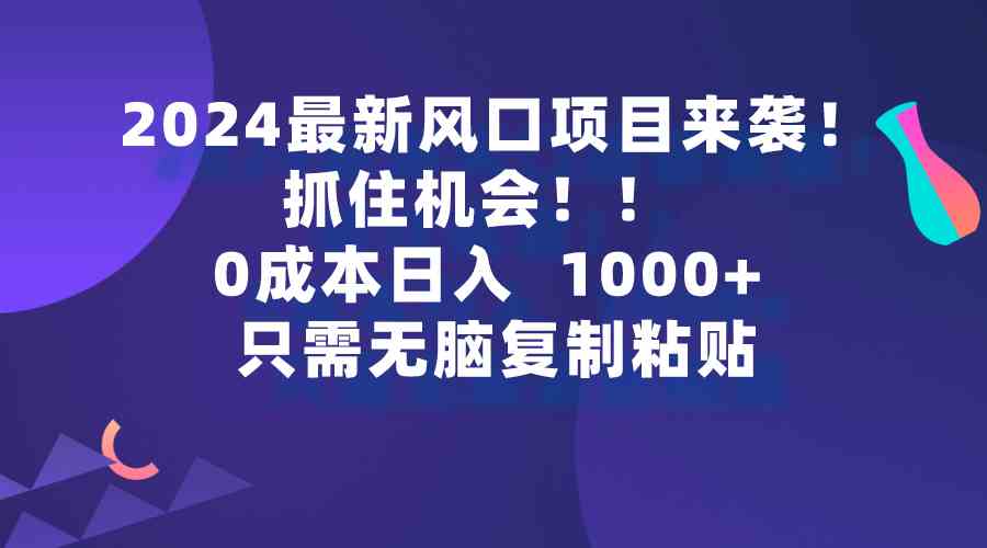 （9899期）2024最新风口项目来袭，抓住机会，0成本一部手机日入1000+，只需无脑复…-梦帆创业网