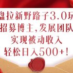 网盘拉新野路子3.0玩法，招募博主，发展团队，实现被动收入，轻松日入500+【揭秘】-梦帆创业网